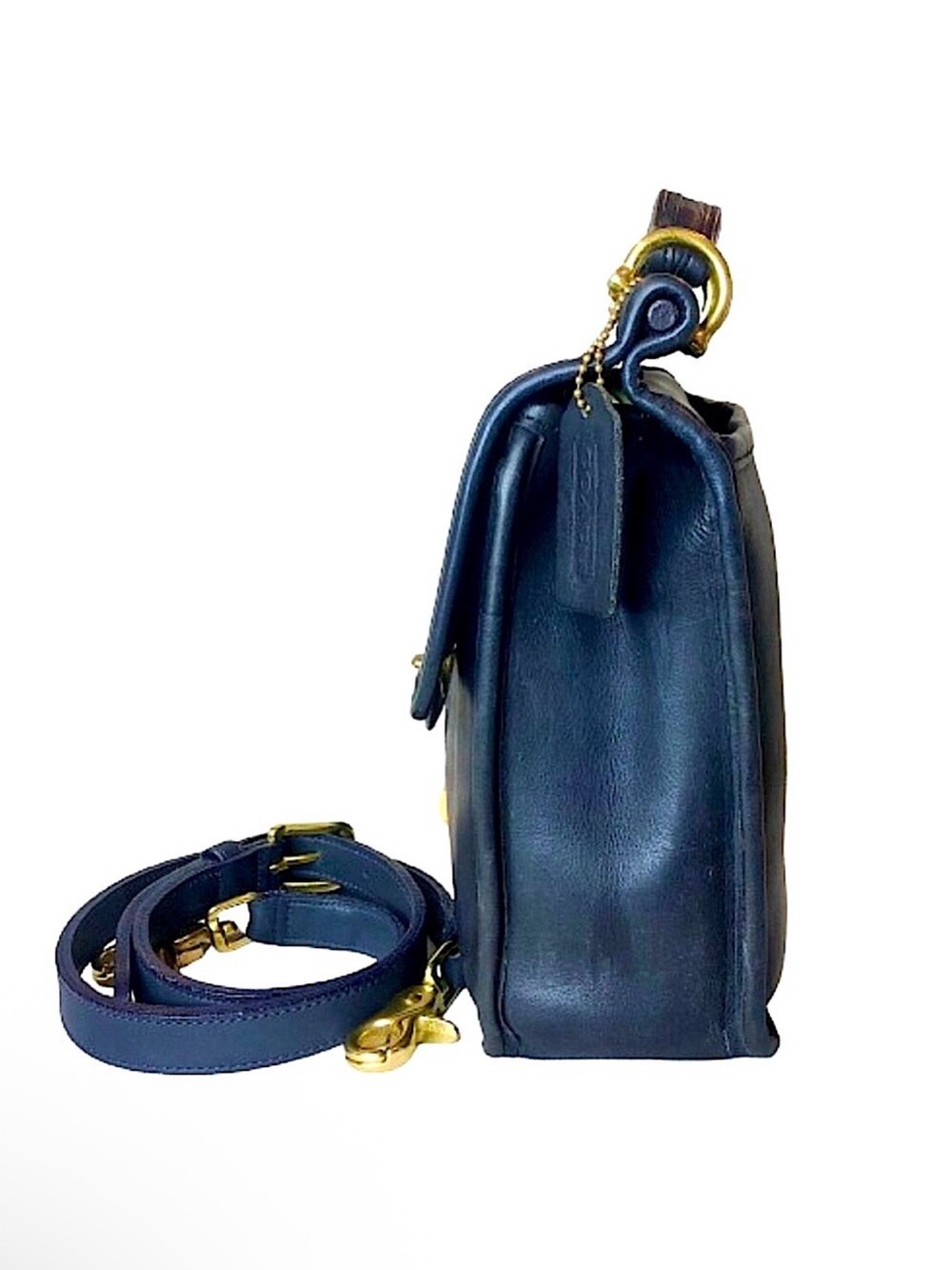 Vintage COACH WILLIS Navy Blue Glove Tanned Leather Shoulder Bag Pre-94 9927 COA - Picture 5 of 17